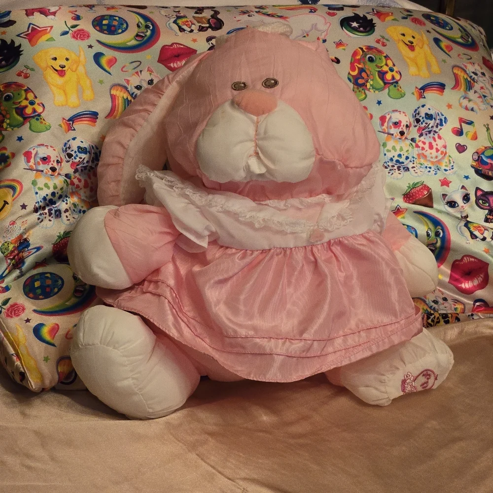 Vintage 1980s Fisher-Price pink/white Bunny Puffalump - Picture 1 of 5